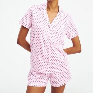 Anthropologie Roller Rabbit Pink Heart Polo Pajama Set, Size Medium